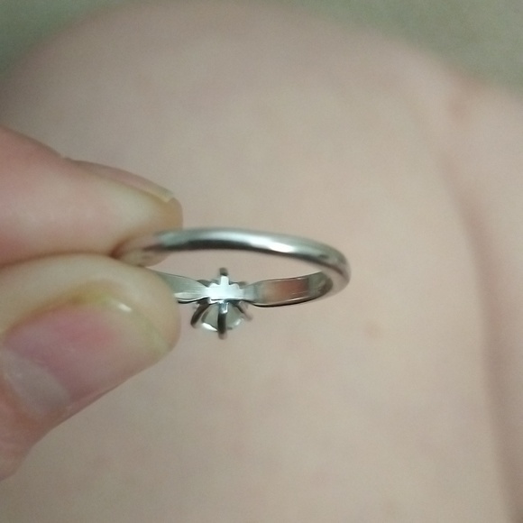 Vtg silver 18kt HGE CZ solitaire ring - Picture 3 of 5